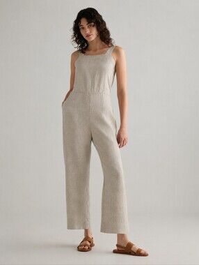 Quince 100% European Linen Square Neck Jumpsuit Jumper No Belt